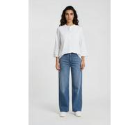 Milano Italy - roundneck blouse 3/4 sleeve w volant + ruffles white - Gr. - 40