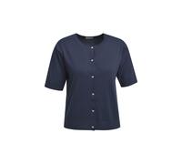 roundneck cardigan w placket + 3/4 sleeve Blau XXL