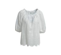 Milano Italy - ruffle neck blouse w short raglan sleeve white - Gr. - 36