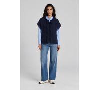 MILANO ITALY - sleeveless roundneck vest with raveled thread on sleeve, neck 605 NAVY - Gr. - XS