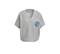 Milano Italy - sleeveless v-neck sweatshirt flower brooch offwhite print - Gr. - L