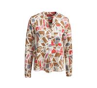 Milano Italy - straight blouse w stand up collar caramel print - Gr. - 42