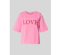 Milano Italy T-Shirt mit Statement-Stitching in Pink, Größe XS