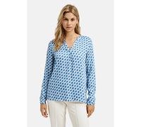 Milano Italy - V-Neck Blouse, pleat at cf and 1/1 sleeves azur print - Gr. - 42