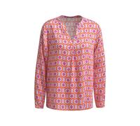 Milano Italy - V-Neck Blouse, pleat at cf and 1/1 sleeves violet print - Gr. - 46