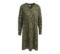 Milano Italy - volant dress w/ V-neck & plastron 1/1 sleeve khaki print - Gr. - 42