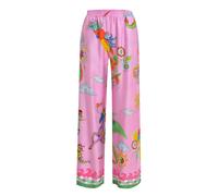 Milano Italy - wideleg pants, elastic waist french pockets orchid print - Gr. - 44