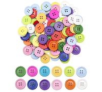 milaosk 100 Stück Bunte Harzknöpfe 20mm Plastikknöpfe 4-Loch rund Knöpfe Mix Farbe für Nähen Scrapbooking DIY Handwerk (20mm)-Die Anzahl der Farben ist zufällig