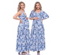 Milchshake KAYA & KAYO 2tlg. VARIO-SET Maxikleid Umstands-& Stillkleid (Clivia) aus TENCEL Jersey Clivia (mehrfarbig) L