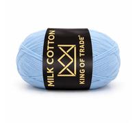 Milchwolle Milchbaumwolle Babywolle Milchgarn Chenille Wolle Makramee Garn Schulgarn Häkeln Stricken 100m 50g 7 Stück Hellblau