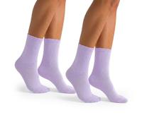 MILENA Damen Gerippte Socken 2er Pack Pastell Lila - Weiche Baumwoll Crew Socken für Damen & Mädchen Atmungsaktive Freizeit Alltagssocken Multipack EU 37-41 / UK 4-7