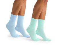 MILENA Damen Gerippte Socken 2er Pack Pastellblau & Pastell Mintgrün - Weiche Baumwoll Crew Socken für Damen & Mädchen Atmungsaktive Freizeit Alltagssocken Multipack EU 37-41 / UK 4-7