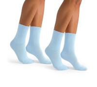 MILENA Damen Gerippte Socken 2er Pack Pastellblau - Weiche Baumwoll Crew Socken für Damen & Mädchen Atmungsaktive Freizeit Alltagssocken Multipack EU 37-41 / UK 4-7