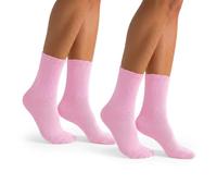 MILENA Damen Gerippte Socken 2er Pack Pastellrosa - Weiche Baumwoll Crew Socken für Damen & Mädchen Atmungsaktive Freizeit Alltagssocken Multipack EU 37-41 / UK 4-7