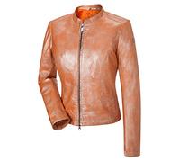 MILESTONE Desi Damen Lederjacke Lammnappa Leder Metallic-Look (42, Orange)