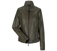 MILESTONE Gloria Damen Lederjacke mit elastischen Nähten durch Jersey-Einsätze (44, Dunkelgrün)