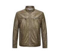 MILESTONE Lederjacke Herren Stehkragen Lammnappa grün, 48 (S)