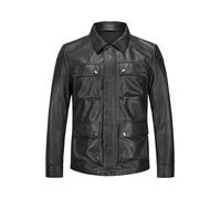 MILESTONE Lederjacke Herren Umlegekragen Lammleder schwarz, 58 (3XL)