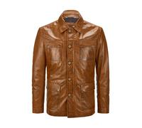 MILESTONE Lederjacke Herren Umlegekragen Lammnappa braun, 58 (3XL)