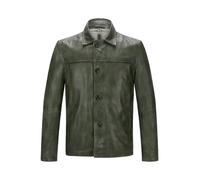 MILESTONE Lederjacke Herren Umlegekragen Lammnappa grün, 52 (L)