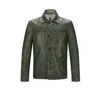 MILESTONE Lederjacke Herren Umlegekragen Lammnappa grün, 54 (XL)