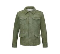 MILESTONE Lederjacke Herren Umlegekragen Schafleder grün, 54 (XL)