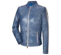 MILESTONE Lipsi Damen Lederjacke Lammnappa Leder Metallic-Look (42, Jeansblau)