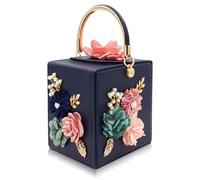 Milisente Abend-Clutch für Damen, Blumenmuster, quadratisch, Abendtasche, Umhängetasche, Handtasche, Blume, Hochzeit, Clutch, Geldbörse