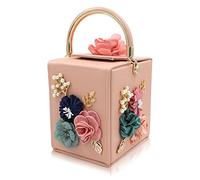 Milisente Abend-Clutch für Damen, Blumenmuster, quadratisch, Abendtasche, Umhängetasche, Handtasche, Blume, Hochzeit, Clutch, Geldbörse
