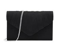 Milisente Clutch Damen Elegante Wildleder Crossbody Umschlag Abendtasche | Mit Silberkette, muschelförmiger Faltenklappe, Magnetverschluss, weichem Griff, für festliche