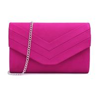 Milisente Damen Wildleder Clutch Umschlag Crossbody Abendtasche Handtasche | V-förmige Lasche aus Veloursleder. Inkl. abnehmbarer Kette für Schulter & Hand. Mit Magnetverschluss