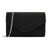 Milisente Damen Wildleder Clutch Umschlag Crossbody Abendtasche Handtasche | V-förmige Lasche aus Veloursleder. Inkl. abnehmbarer Kette für Schulter & Hand. Mit Magnetverschluss