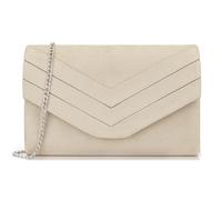 Milisente Damen Wildleder Clutch Umschlag Crossbody Abendtasche Handtasche | V-förmige Lasche aus Veloursleder. Inkl. abnehmbarer Kette für Schulter & Hand. Mit Magnetverschluss