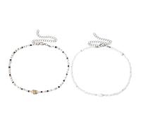 Milisten 2 Stück Verstellbare Perlenkette mit Muscheln Bunte Boho choker für Damen und Teens Sommerlicher Beach schmuck Handgefertigte Farbige Halskette für Urlaub und Party