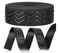 Milisten 6 Yards Rutschfestes Silikon Gummiband 3,8cm Breit Elastisches Nähgummi für Bekleidungszubehör Schwarzes Stretchband für Hosen Bastelprojekte