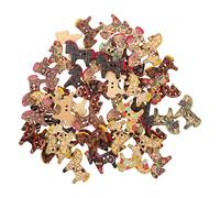 Milisten Holzknöpfe 50 Stück 3X2.5Cm Bemalte Pony Knöpfe Kreative Diy Kleidungsknöpfe Für Nähen Basteln Und Dekoration