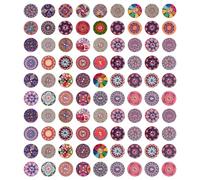 Milisten Kreative Holzknöpfe 15mm Rund mit Blumenmuster Zierknöpfe zum Annähen für Selbstgemacht Nähen und Basteln Nähzubehör für Familie und 200 Stück Mix Zufällige Farbe