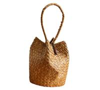 Milisten Seegras Tasche Damen Gewebte Strohtasche Sommer Langlebige Strandtasche mit Tragegriff Vielseitige Einkaufstasche für Outdoor Party und Geschenk