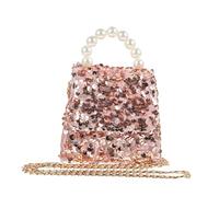 Milisten Umhängetasche mit Perlenhenkel Modische Pailletten Schultertasche für Mädchen Vielseitige Handtasche mit Großem Fassungsvermögen Robustes Material für Snacks