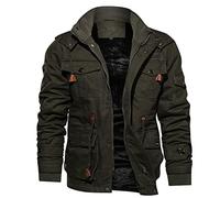 Militär Funktionsjacke Herren Gefüttert Cargo Jacke Winter Warm übergangsjacke Sportlich Army Jacken für männer Militär Jacken Winterparka Armeejacke mit Stehkragen Outdoorjacke mit Multi Taschen