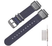 Militär Nylonarmband Kompatibel mit Casio AE1200WH AE-1500 W-218H SGW-300 500 Herren Edelstahlring Ersatz Uhrenarmband (Blue Blackbuckle)