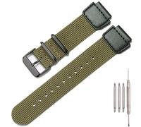 Militär Nylonarmband Kompatibel mit Casio AE1200WH AE-1500 W-218H SGW-300 500 Herren Edelstahlring Ersatz Uhrenarmband (Army Blackbuckle)