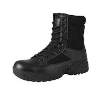 Militärstiefel für Herren, modische Schnürstiefel, atmungsaktiv, leicht, rutschfest, stoßdämpfend, langlebig und bequem, Kampfstiefel, lässig, Outdoor, Reißverschluss, Mitte der Wade, Schwarz , 44 EU