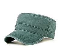 Military Army Style Cap Herren Vintage Washed Cotton Flat Baseballmütze Unisex Freizeit Outdoor Sonnen Kappe (as3, Numeric, Numeric_59, Numeric_62, Dunkelgrün)