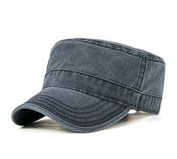 Military Army Style Cap Herren Vintage Washed Cotton Flat Baseballmütze Unisex Freizeit Outdoor Sonnen Kappe (as3, Numeric, Numeric_59, Numeric_62, Schwarz)