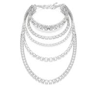 Millenia Halskette im Lagenlook, Verschiedene Schliffe, Weiß, Rhodiniert OS