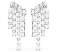 Millenia Ohrclips, Oktagon-Schliff, Chandelier, Weiß, Rhodiniert OS