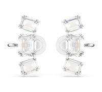 Millenia Ohrclips, Oktagon-Schliff, Weiß, Rhodiniert OS