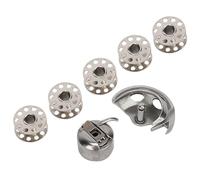 Milltrip Nähmaschinen Spulensatz Vintage, 5 Metall Spulen mit Spulenkapsel & Schiffchen