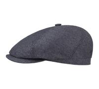 Stetson Milner Seiden Flatcap Schirmmütze Seidencap Schiebermütze Sommercap Damen/Herren - Made in The EU mit Schirm, Futter Frühling-Sommer Herbst-Winter - 57 cm grau-schwarz